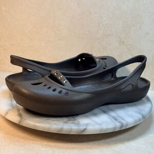 Crocs Kadee Women's Slingback Flats Size 8 Dark Brown Embellished‎ Ballet Shoes